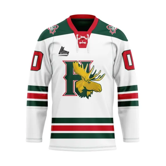 Discover Personalized Halifax Mooseheads White Lace Hockey Shirt Men's Fan Gear Gift
