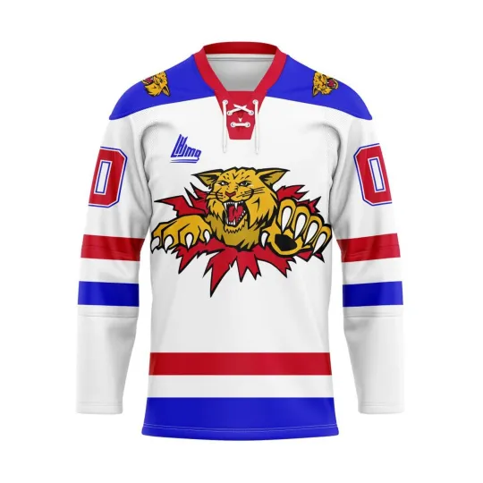 Discover Personalized Moncton Wildcats White Lace Hockey Shirt Men's Fan Gear Xmas Gift