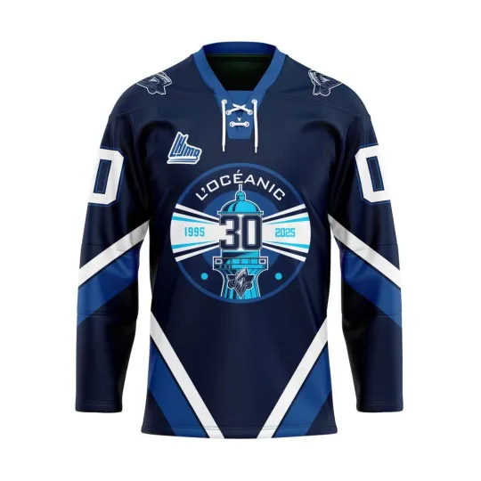 Discover Custom Rimouski Oceanic 30 Anniversary Lace Hockey Shirt Men's Fan Gear Gift