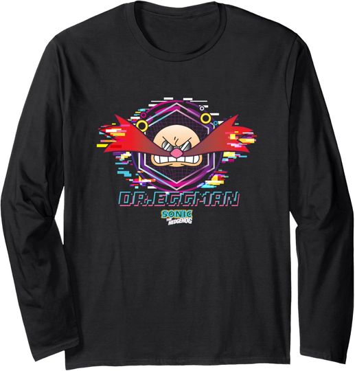 Discover Sonic The Hedgehog Dr. Eggman Glitched Out Face Logo Long Sleeve T-Shirt