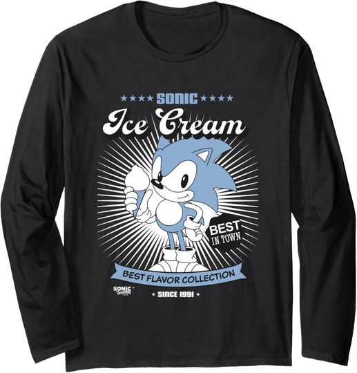 Discover Sonic The Hedgehog Sonic Ice Cream Best In Town Vintage Long Sleeve T-Shirt