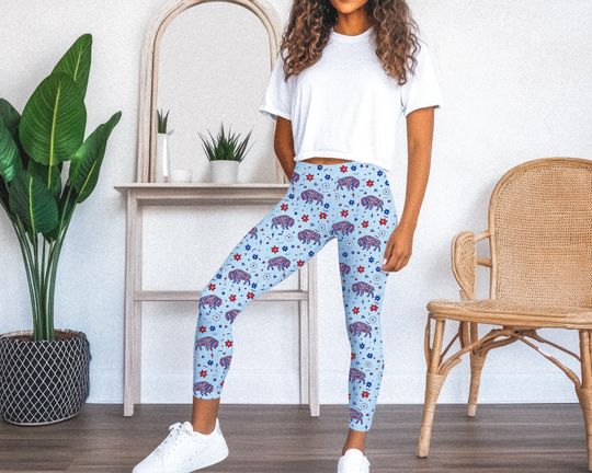 Discover Buffalo Flowers Light Blue Leggings || Buffalo Football Adult Leggings Buffalo Pants Lets Go Buffalo Mafia 716 Buffalo Women WNY