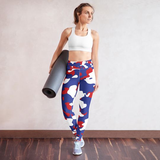 Blue and Red Camo Leggings