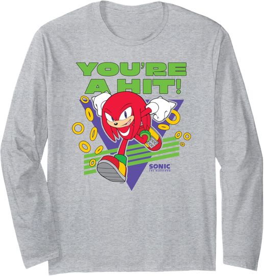 Discover Sonic The Hedgehog Father's Day Knuckles You're A Hit Logo Long Sleeve T-Shirt