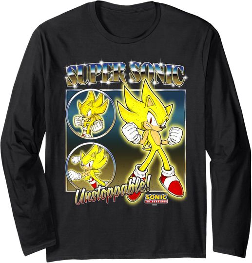 Sonic The Hedgehog Super Sonic Unstoppable! Distressed Long Sleeve T-Shirt