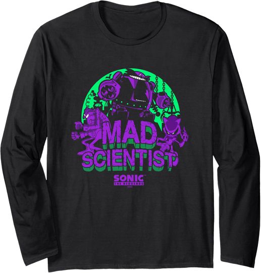 Discover Sonic The Hedgehog Halloween Mad Scientist Eggman Retro Neon Long Sleeve T-Shirt