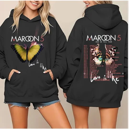 Maroon 5 2025 US Fall Tour Shirt Butterfly Unisex Hoodie