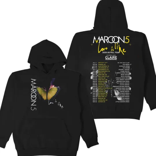Discover Maroon 5 2025 US Fall Tour Shirt Butterfly Graphic Hoodie