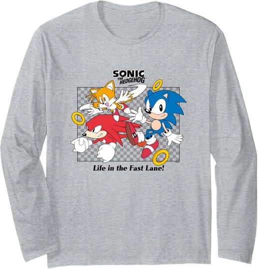 Discover Sonic The Hedgehog Life In The Fast Lane Tails & Knuckles Long Sleeve T-Shirt