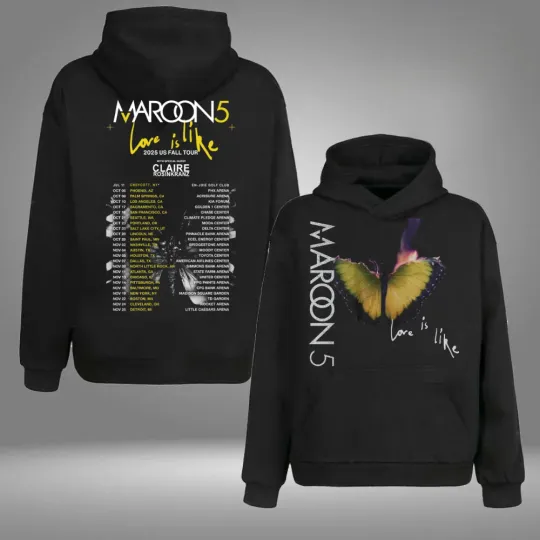 Discover Maroon 5 2025 US Fall Tour Shirt Butterfly Graphic Unisex Hoodie Shirt