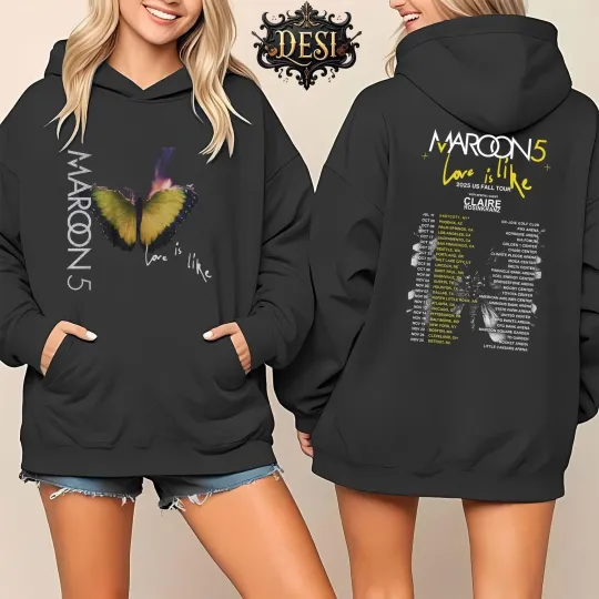 Maroon 5 Love Is Like 2025 US Fall Tour Cities Dates Double Sided Hoodie