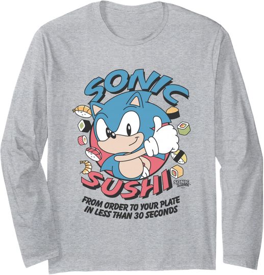 Discover Sonic The Hedgehog Sonic Sushi Less Than 30 Seconds Vintage Long Sleeve T-Shirt