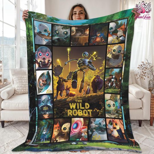 Discover The Wild Robot Blanket, Roz Robot Fleece Blanket, Brightbill VontraThe Wild Robot Blanket