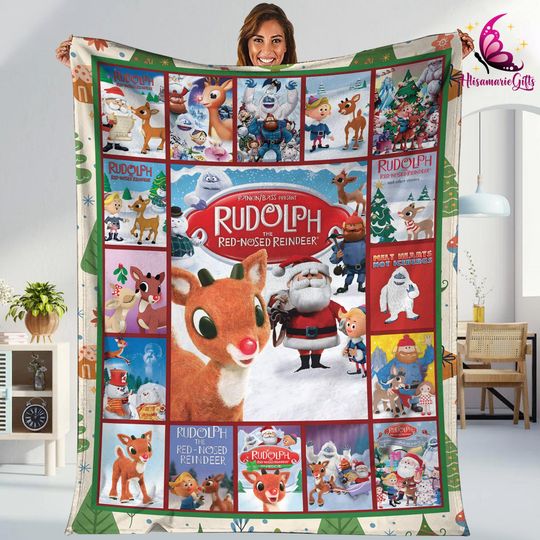 Rudolph the Red-Nosed Reindeer Blanket, Christmas Blanket, Christmas Movie Blanket
