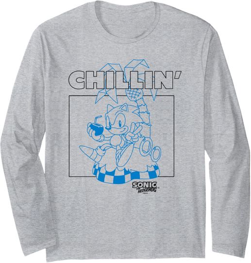 Discover Sonic The Hedgehog Father's Day Chillin' Vacation Time Retro Long Sleeve T-Shirt