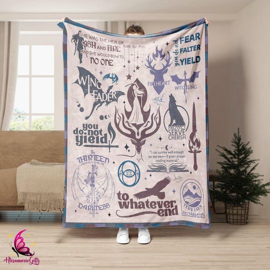 Throne of Glass Fleece Blanket, SJM Merch, Acotar Merch, Bookish Gift, Manon Blackbeak