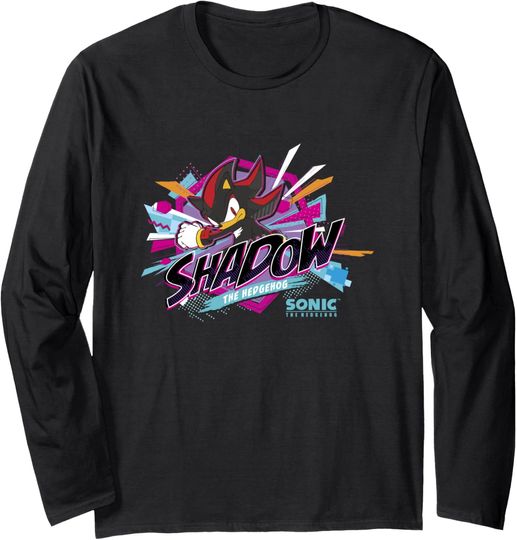 Discover Sonic The Hedgehog Shadow Retro Neon Logo Long Sleeve T-Shirt
