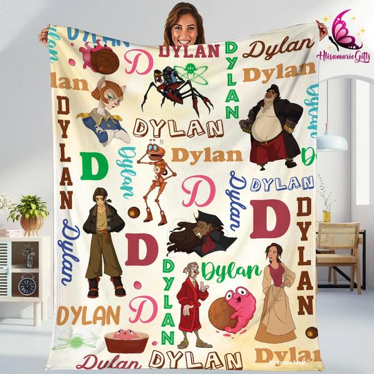 Personalized Treasure Planet Blanket, Disneyland Watercolor Blanket, Family Birthday Blanket