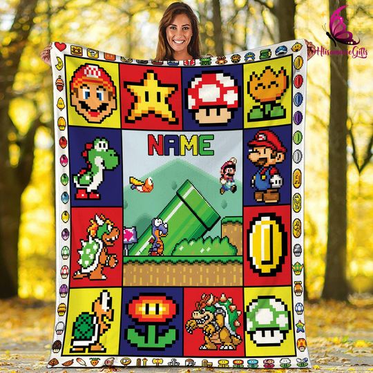 Personalized Mario And Luigi Blanket | Super Mario Fleece Blanket
