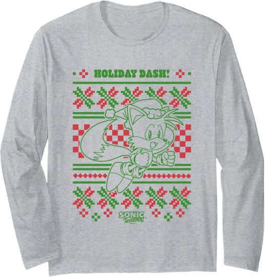 Discover Sonic The Hedgehog Christmas Tails Ugly Sweater Long Sleeve T-Shirt