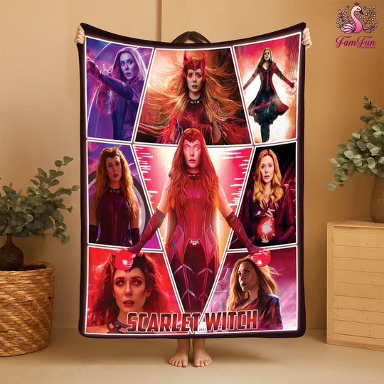 Scarlet Witch Wanda Maximoff Fleece Blanket, Wanda Vision Fan Blanket, Elizabeth Olsen Blanket