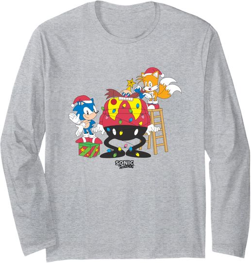 Discover Sonic The Hedgehog Christmas Sonic & Tails Wrapping Robotnik Long Sleeve T-Shirt