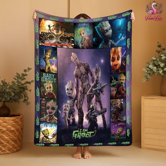 Groot Guardians of the Galaxy Vol. 3 Movie Fleece Blanket, Groot Blanket Quilt