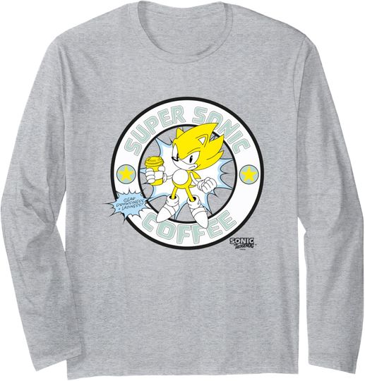 Discover Sonic The Hedgehog Super Sonic Coffee Vintage Logo Long Sleeve T-Shirt