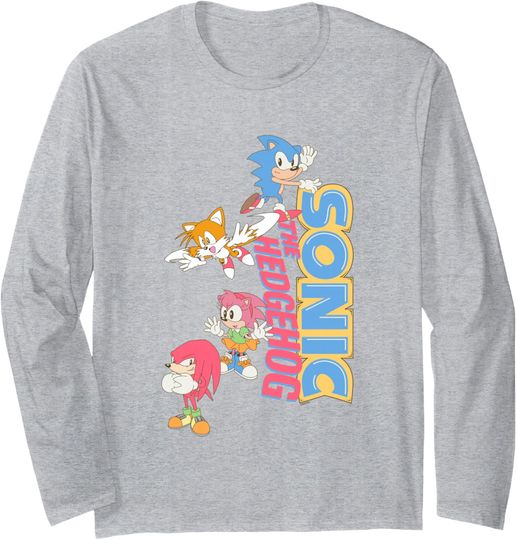 Discover Sonic The Hedgehog Sonic & Friends Cute Retro Group Shot Long Sleeve T-Shirt