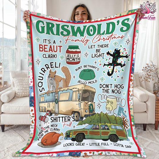 National Lampoons Blanket Christmas Vacation Movie Blanket, Clark Griswold Family Christmas Blanket