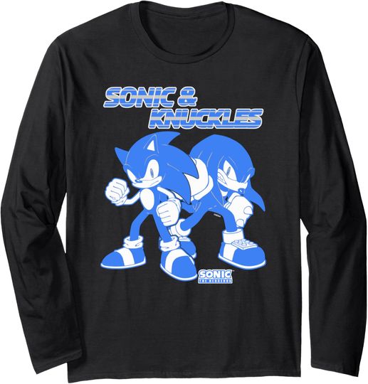 Discover Sonic The Hedgehog Sonic & Knuckles Best Team Chest Logo Long Sleeve T-Shirt
