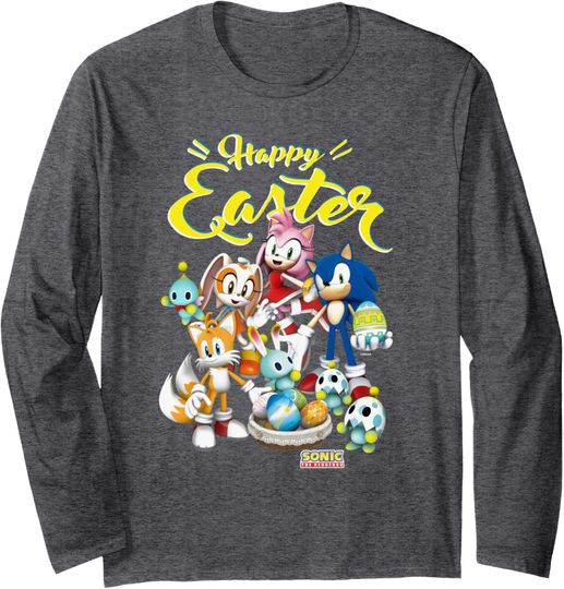 Discover Sonic The Hedgehog Happy Easter Group Shot Chest Poster Long Sleeve T-Shirt