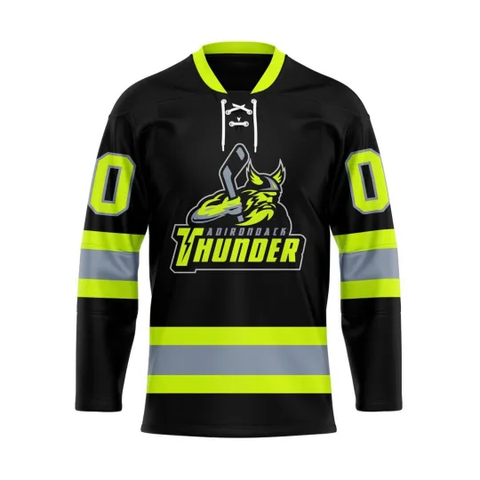 Discover Personalized Adirondack Thunder Firefighters Lace Hockey Shirt Men's Fan Gear