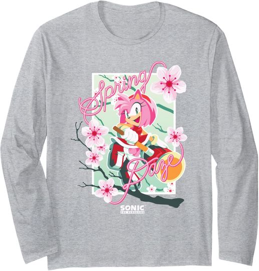 Discover Sonic The Hedgehog Spring Days Cute Floral Amy Big Poster Long Sleeve T-Shirt