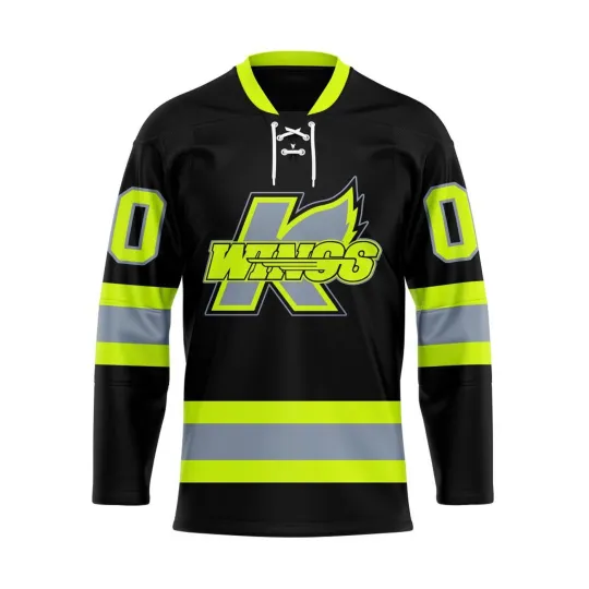 Discover Personalized Kalamazoo Wings Firefighters Lace Hockey Shirt Men's Fan Gear Gift