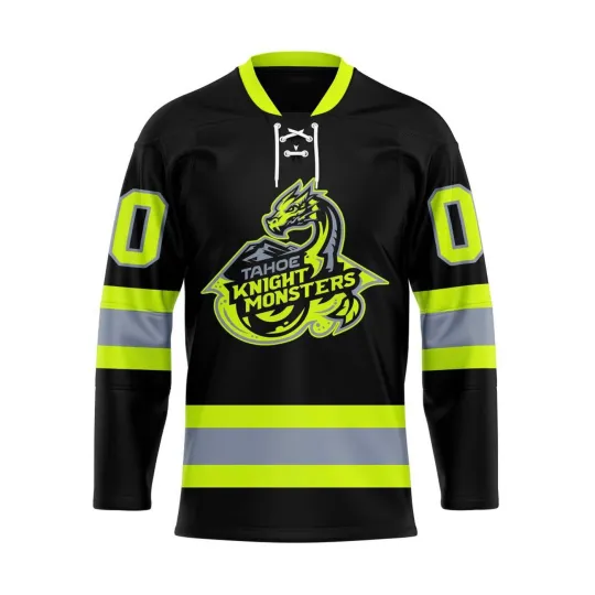 Discover Personalized Tahoe Knight Monsters Firefighters Lace Hockey Shirt Men's Fan Gear