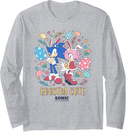 Discover Sonic The Hedgehog Sonic Amy Eggstra Cute Retro Chest Logo Long Sleeve T-Shirt