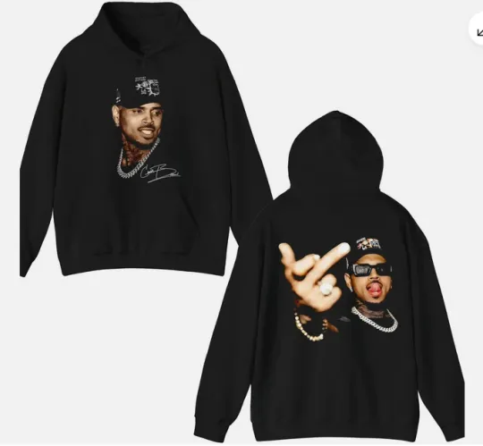 Discover Chris Brown Vintage Middle Finger Vintage Unisex Hoodie, Concert 2025 Hoodie