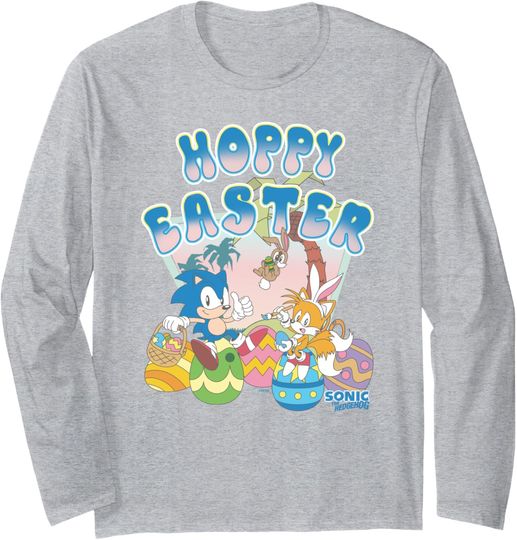 Sonic The Hedgehog Hoppy Easter Sonic Tails Retro Big Logo Long Sleeve T-Shirt