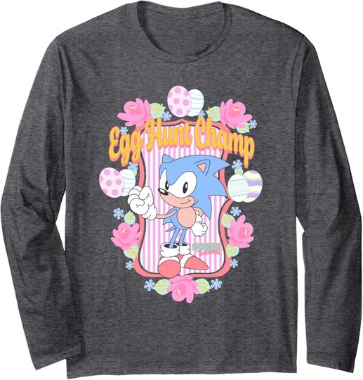 Discover Sonic The Hedgehog Easter Egg Hunt Champ Retro Chest Logo Long Sleeve T-Shirt