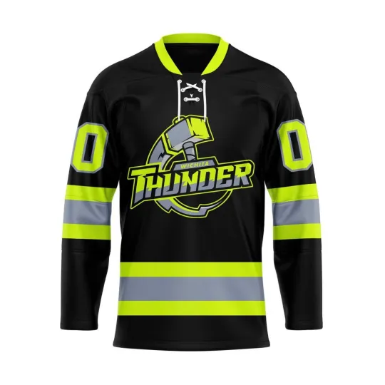Discover Personalized Wichita Thunder Firefighters Lace Hockey Shirt Men's Fan Gear Gift