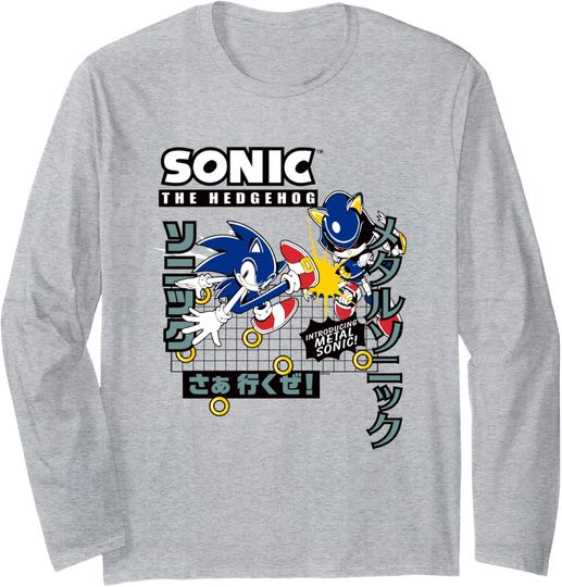 Discover Sonic The Hedgehog Introducing Metal Sonic! Epic Fight Retro Long Sleeve T-Shirt