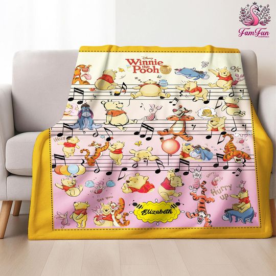 Discover Personalized Winnie The Pooh Blanket | Winnie The Pooh Blanket | Pooh Bear Blanket | Winnie Pooh Birthday Gifts | Christmas Gift For Kids