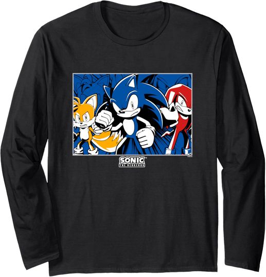 Discover Sonic The Hedgehog Sonic Tails & Knuckles Epic Retro Panel Long Sleeve T-Shirt