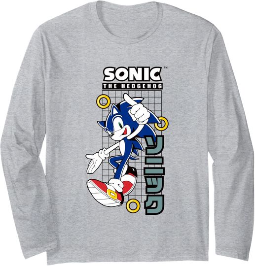 Discover Sonic The Hedgehog Vintage Kanji Action Poster Long Sleeve T-Shirt