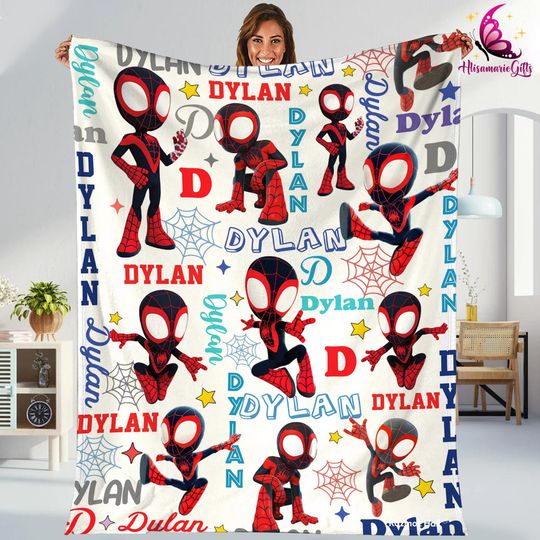 Discover Personalized Spider Fleece Blanket, Spidermand Blanket, Gifts for Kids, Birthday Gifts, Throw Blanket for Couch Sofa, Home Decor