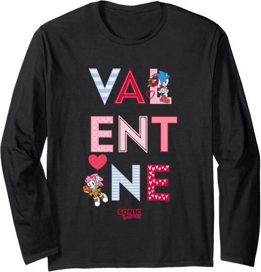 Discover Sonic The Hedgehog Valentine's Day Sonic And Amy Rose Logo Long Sleeve T-Shirt
