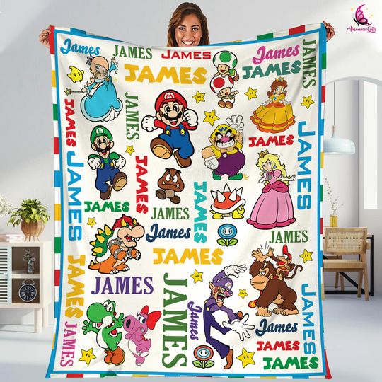 Discover Personalized Super Mario Blanket, Super Mario Fleece Blanket, Mario Bros Blanket, Mario Video Games, Mario Blanket