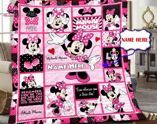 Discover Custom Name Minnie Mouse Blanket, Minnie Mouse Fleece Blanket, Minnie Mouse Birthday Gift, Christmas Gift, Disneyland Blanket