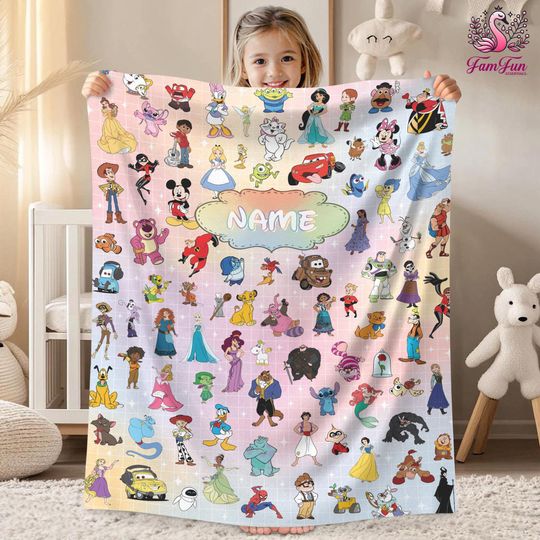 Discover Personalized Disneyland Characters Movie Fleece Blanket, Magic Kingdom, Pixar Blanket, Throw Blanket for Couch Sofa